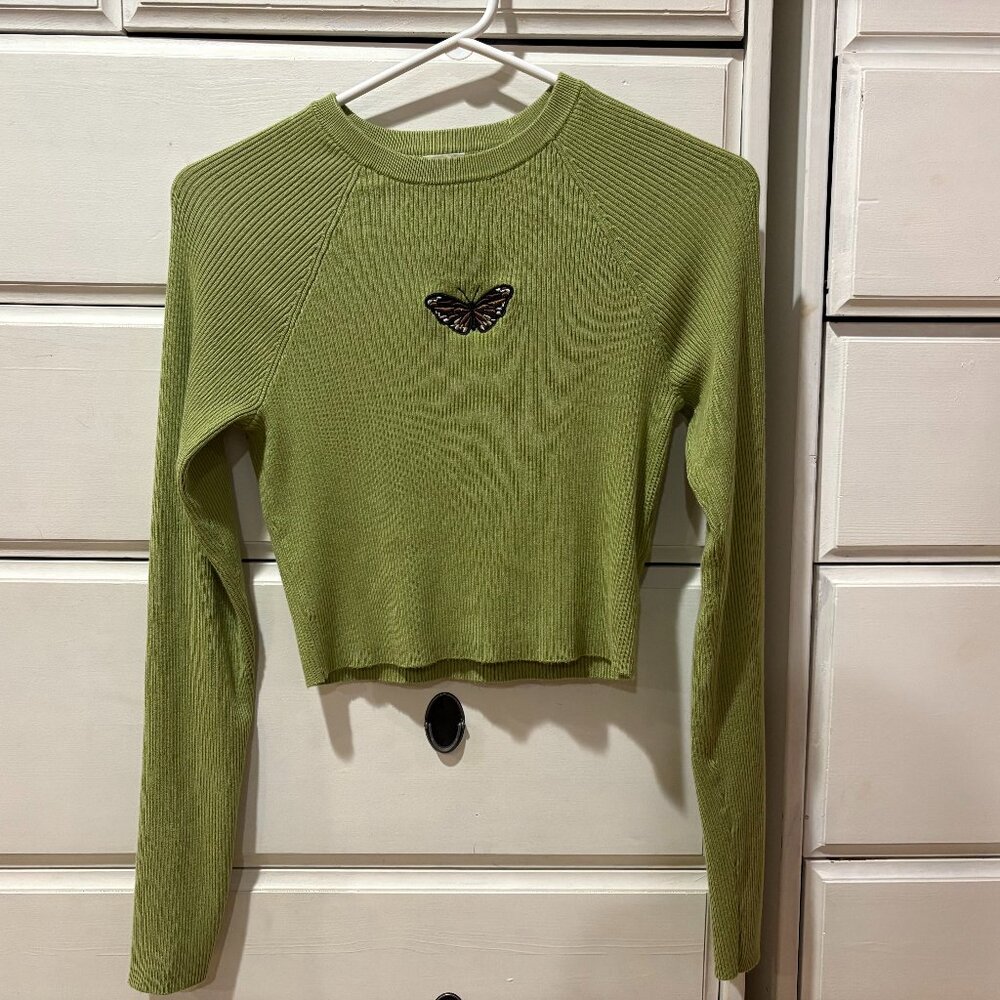 Garage Cropped Knit Sweater - L